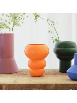 The Conran Shop Stacked Spheres Earthenware Vase, H18.5cm, Orange - view 2, Orange