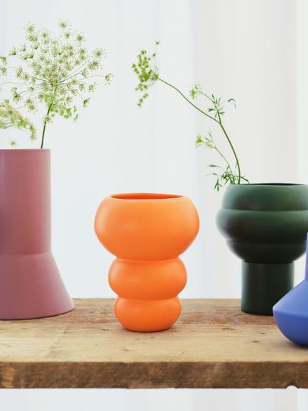 The Conran Shop Stacked Spheres Earthenware Vase, H18.5cm, Orange - view 2, Orange