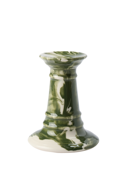 The Conran Shop Wardour Earthenware Stub Candlestick, Green, Green