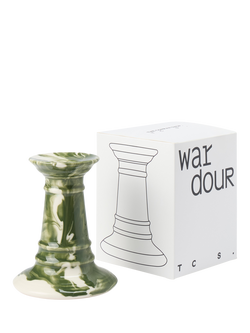 The Conran Shop Wardour Earthenware Stub Candlestick, Green - view 2, Green