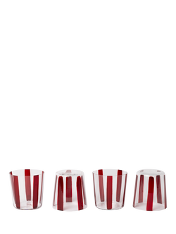 The Conran Shop Nova Stripe Crystal Glass Tumbler, Set of 4, 360ml, Burgundy, Burgundy