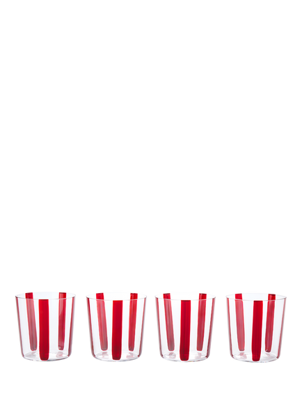 The Conran Shop Nova Stripe Crystal Glass Tumbler, Set of 4, 360ml, Burgundy, Burgundy