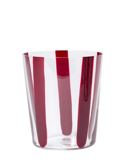 The Conran Shop Nova Stripe Crystal Glass Tumbler, Set of 4, 360ml, Burgundy - view 2, Burgundy