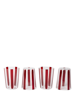 The Conran Shop Nova Stripe Crystal Glass Tumbler, Set of 4, 500ml, Burgundy, Burgundy