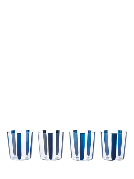 The Conran Shop Nova Stripe Crystal Glass Tumbler, Set of 4, 360ml, Navy, Navy