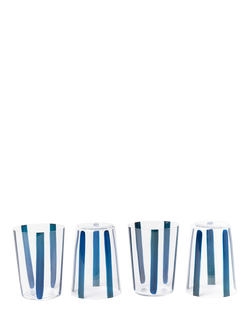 The Conran Shop Nova Stripe Crystal Glass Tumbler, Set of 4, 500ml, Navy, Navy