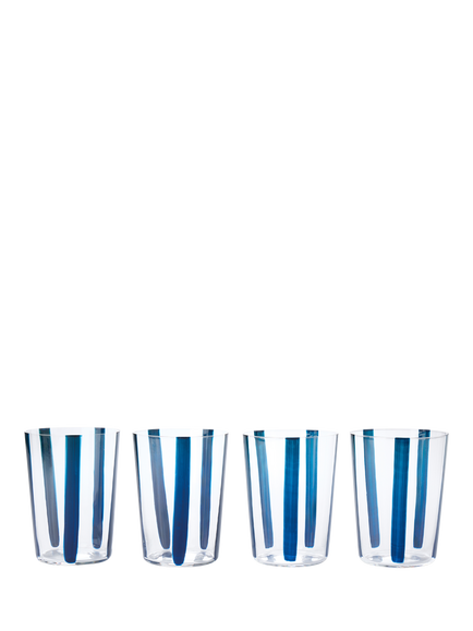 The Conran Shop Nova Stripe Crystal Glass Tumbler, Set of 4, 500ml, Navy, Navy