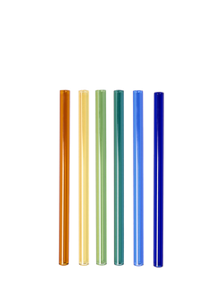 The Conran Shop Santorini Reusable Glass Cocktail Straws, Set of 6, Multi, Multi