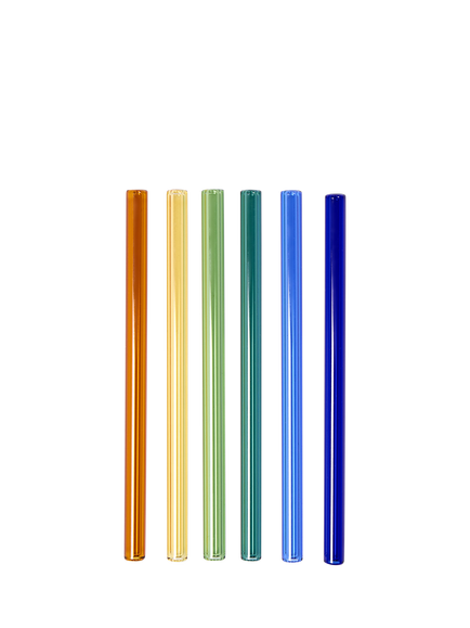 The Conran Shop Santorini Reusable Glass Cocktail Straws, Set of 6, Multi, Multi