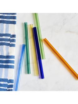 The Conran Shop Santorini Reusable Glass Cocktail Straws, Set of 6, Multi - view 2, Multi