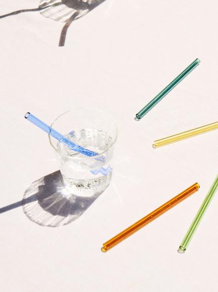 The Conran Shop Santorini Reusable Glass Cocktail Straws, Set of 6, Multi - view 2, Multi