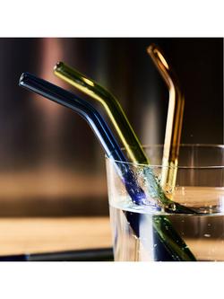 The Conran Shop Santorini Reusable Angled Glass Cocktail Straws, Set of 6, Multi - view 2, Multi