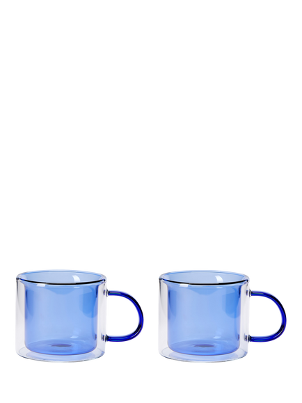 The Conran Shop Oslo Borosilicate Glass Mug, Set of 2, 235ml, Blue, Blue