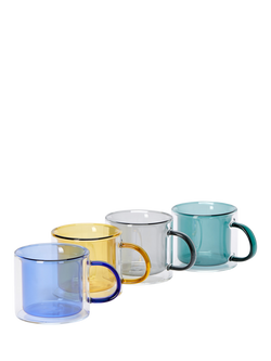 The Conran Shop Oslo Borosilicate Glass Mug, Set of 4, 235ml, Multi, Multi