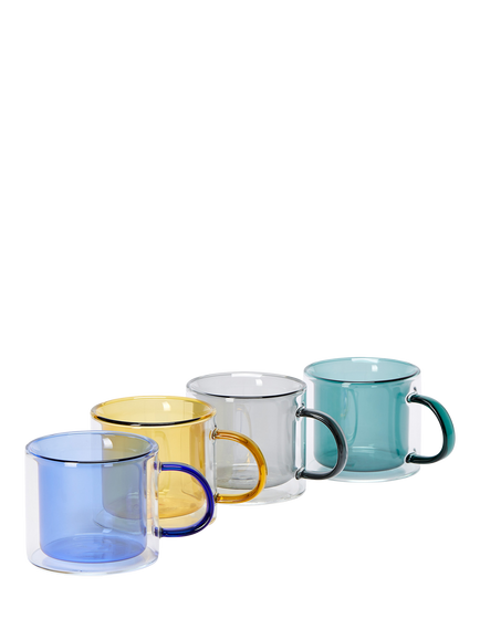 The Conran Shop Oslo Borosilicate Glass Mug, Set of 4, 235ml, Multi, Multi