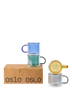 The Conran Shop Oslo Borosilicate Glass Mug, Set of 4, 235ml, Multi - view 2, Multi