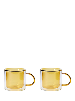The Conran Shop Oslo Borosilicate Glass Mug, Set of 2, 235ml, Yellow, Yellow