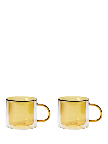 The Conran Shop Oslo Borosilicate Glass Mug, Set of 2, 235ml, Yellow, Yellow
