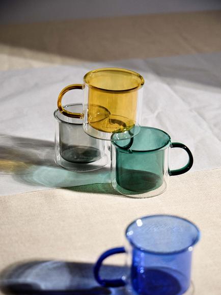 The Conran Shop Oslo Borosilicate Glass Mug, Set of 2, 235ml, Yellow - view 2, Yellow