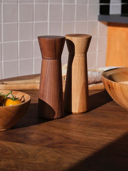 The Conran Shop Istria Wood Salt & Pepper Mills, Set of 2, Oak/Walnut - view 2, Oak