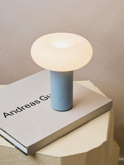 The Conran Shop Torus Rechargeable Portable Table Lamp, Powder Blue - view 2, Powder Blue