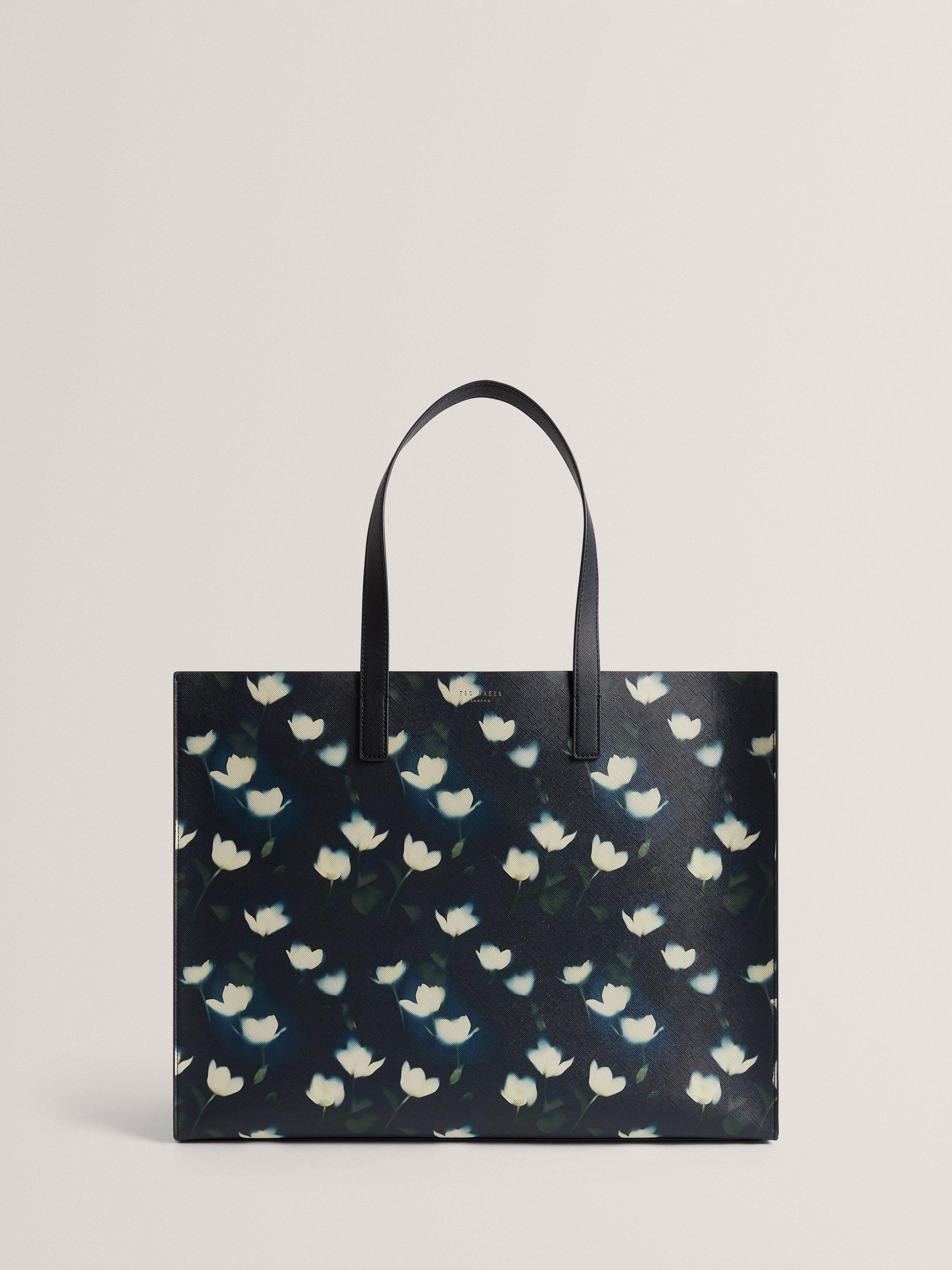 Product image 1 of 5, which shows Ted Baker Tulipon Printed Tote Bag, Navy