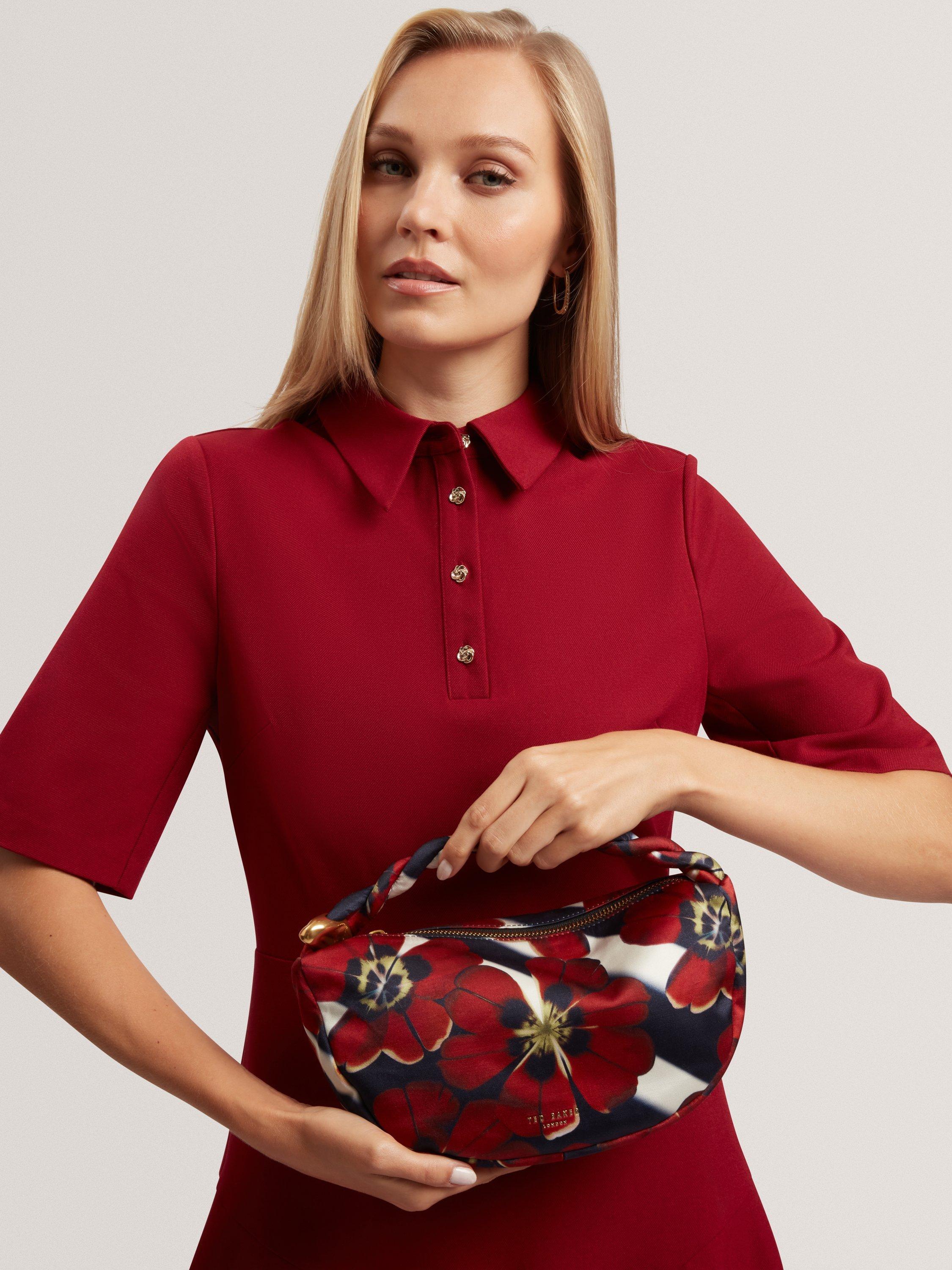 Product image 2 of 5, which shows Ted Baker Isli Satin Hobo Grab Bag, Red