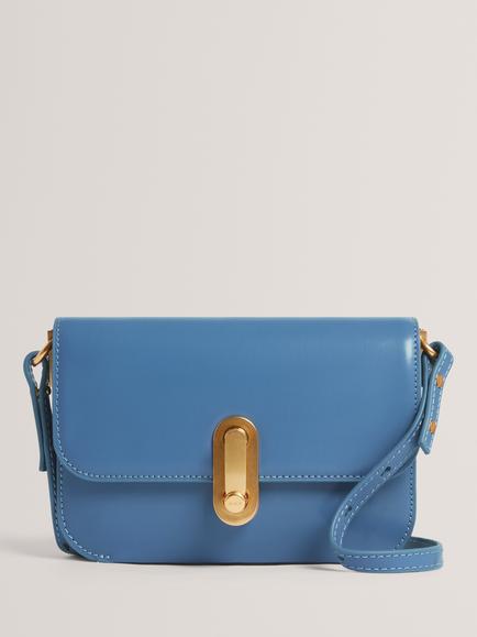 Ted Baker Kkaysa Polished Leather Small Cross Body Bag, Mid Blue