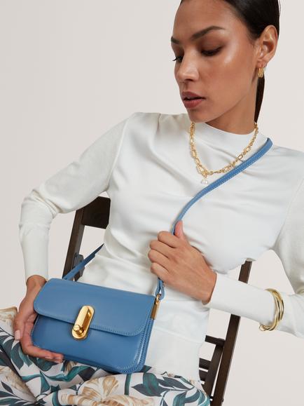 Ted Baker Kkaysa Polished Leather Small Cross Body Bag - view 2, Mid Blue