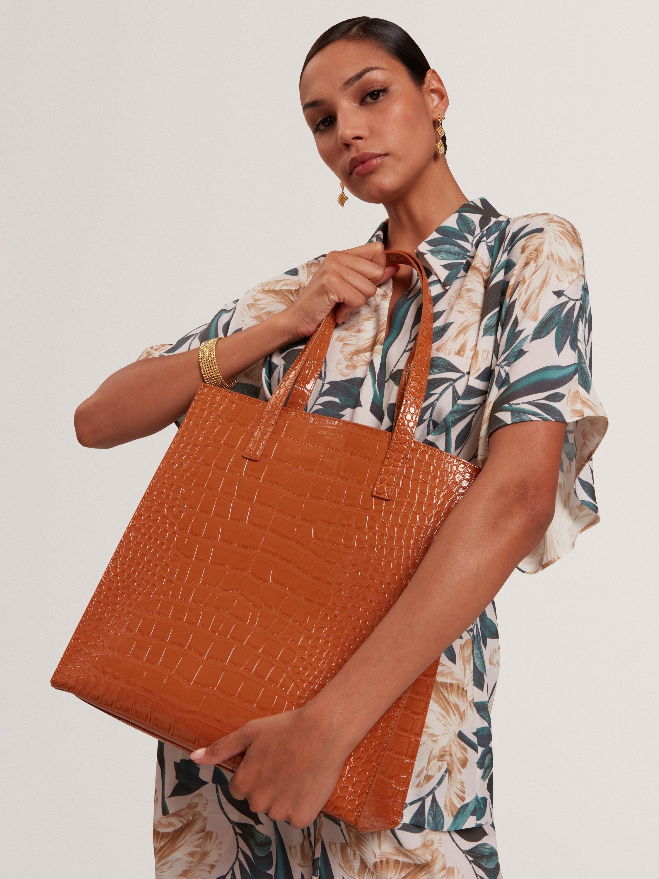 Product image 2 of 4, which shows Ted Baker Wenella Mock Croc Tote Bag, Tan