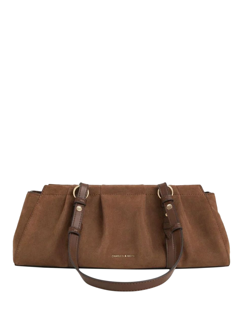 Product image 5 of 6, which shows CHARLES & KEITH Britton Suede Shoulder Bag, Mocha Brown