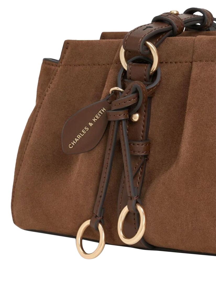 Product image 6 of 6, which shows CHARLES & KEITH Britton Suede Shoulder Bag, Mocha Brown