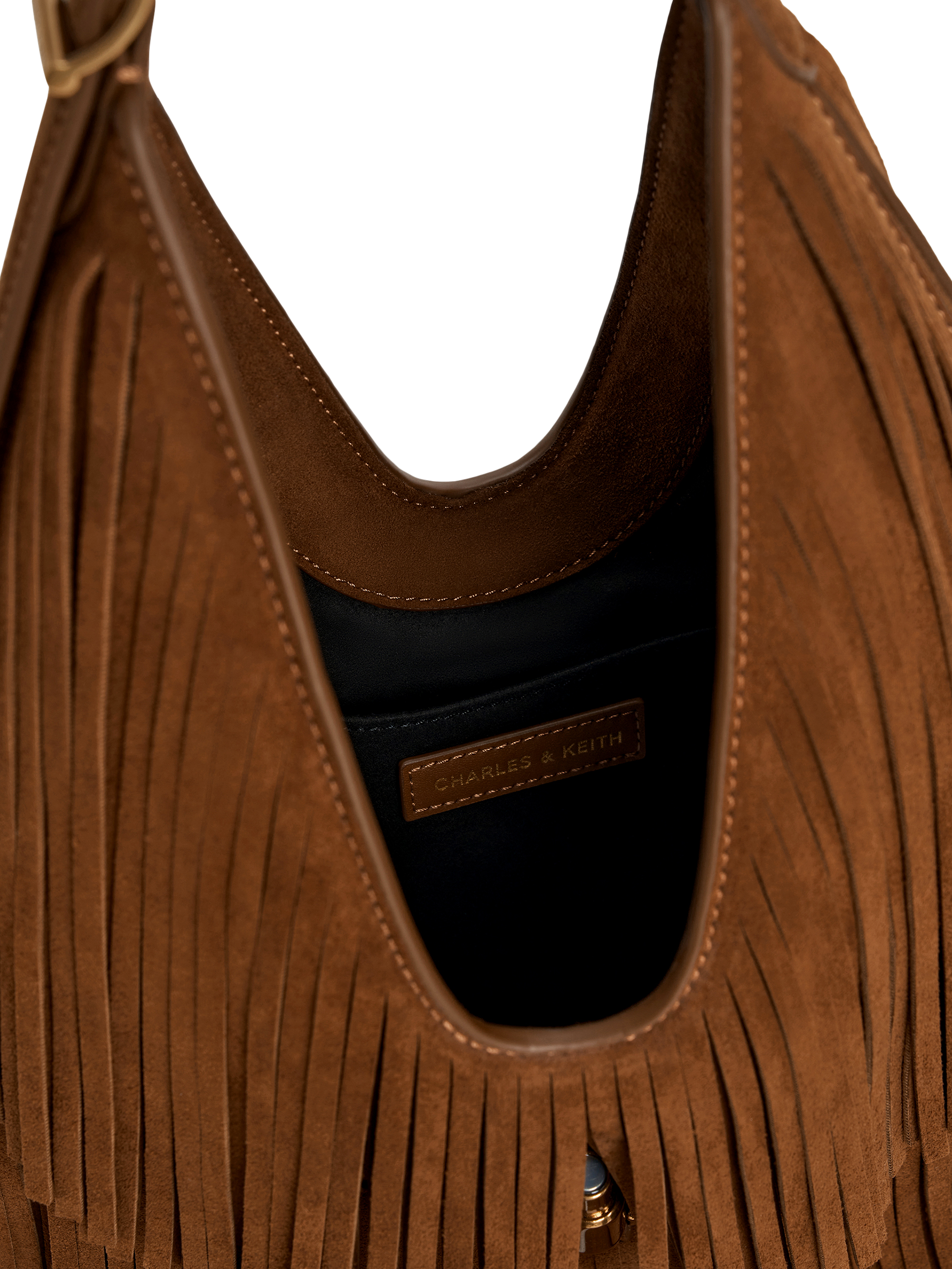 Product image 7 of 7, which shows CHARLES & KEITH Cesia Suede Hobo Bag, Brown