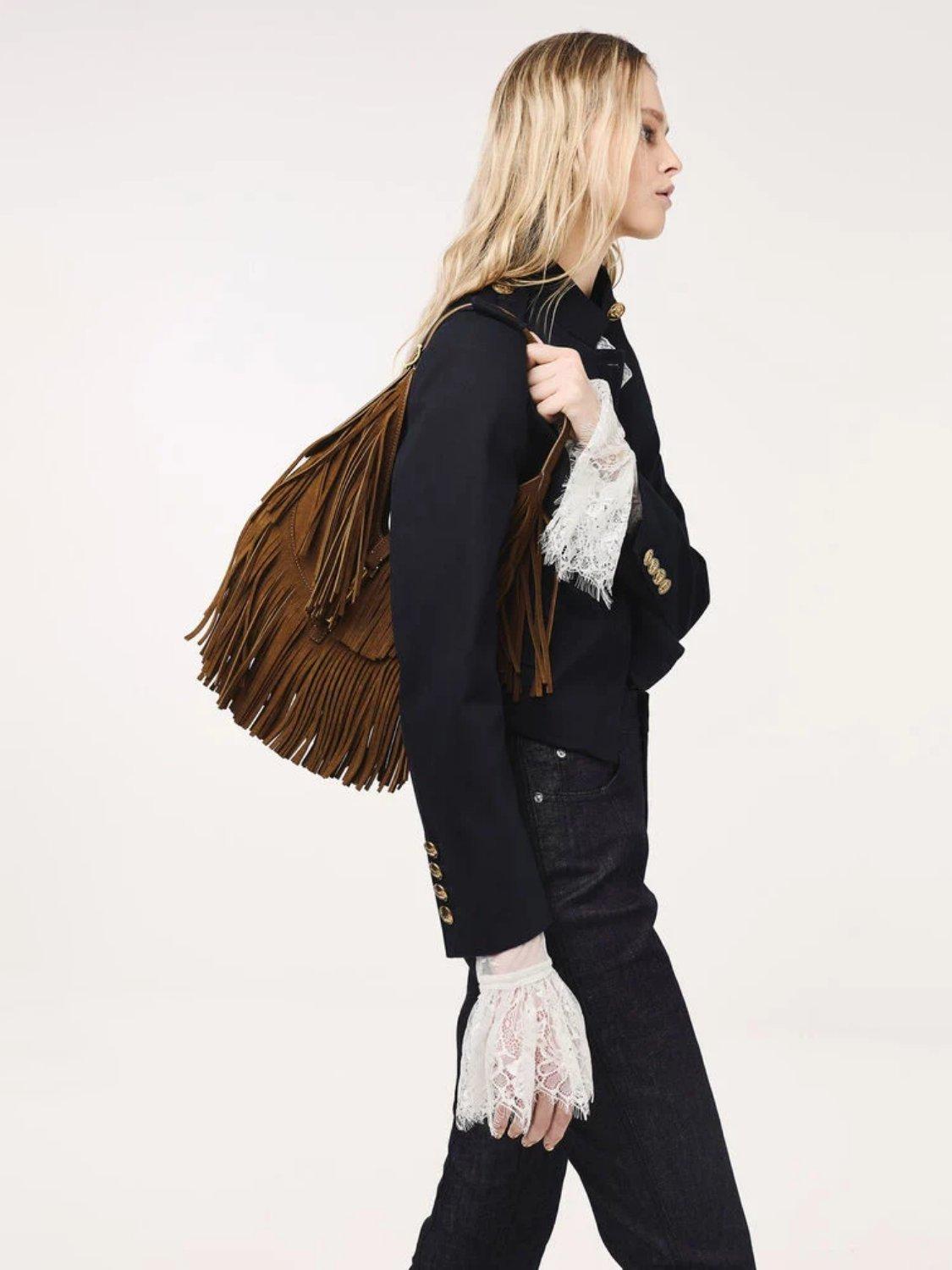 Product image 2 of 7, which shows CHARLES & KEITH Cesia Suede Hobo Bag, Brown