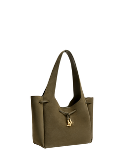 CHARLES & KEITH Mila Suede Tote Bag, Deep Olive - view 2, Deep Olive