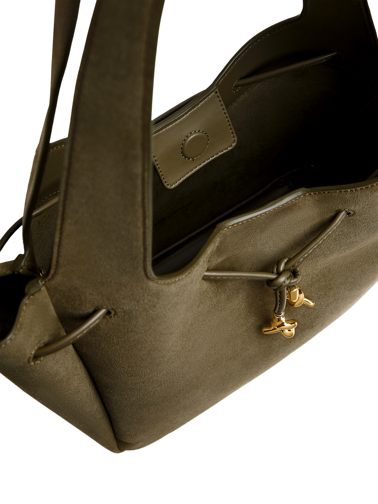 Product image 5 of 5, which shows CHARLES & KEITH Mila Suede Tote Bag, Deep Olive