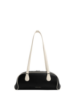CHARLES & KEITH Nelly Shoulder Bag, Black/White