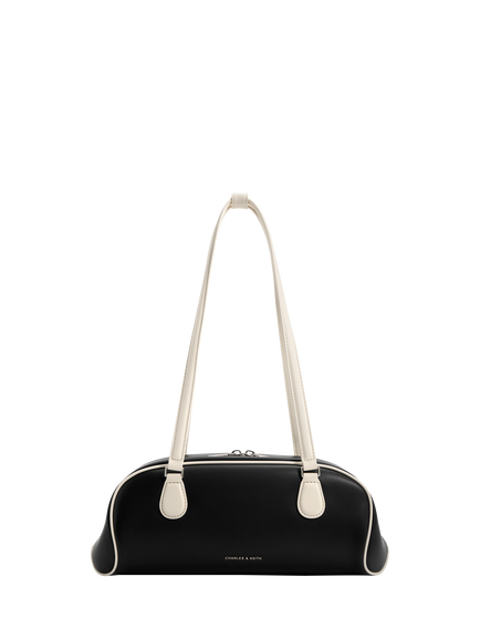 CHARLES & KEITH Nelly Shoulder Bag, Black/White