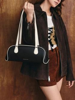 CHARLES & KEITH Nelly Shoulder Bag - view 2, Black/White