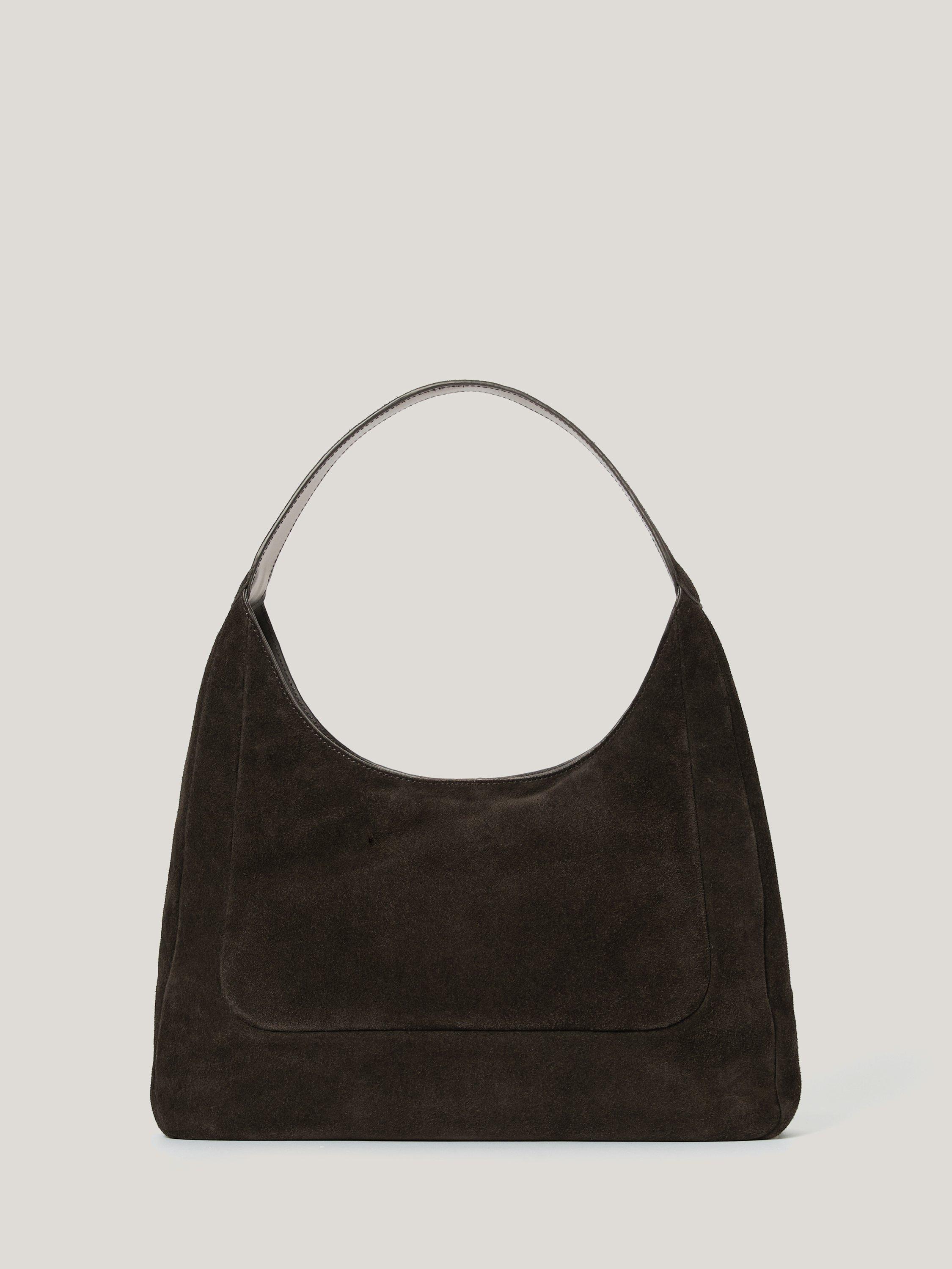 Product image 1 of 5, which shows Jigsaw Hobo Suede Shoulder Bag, Brown