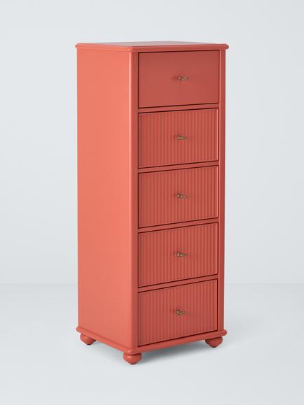 John Lewis Reed 5 Drawer Tallboy Chest, Baked Clay