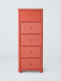 John Lewis Reed 5 Drawer Tallboy Chest - view 2, Baked Clay