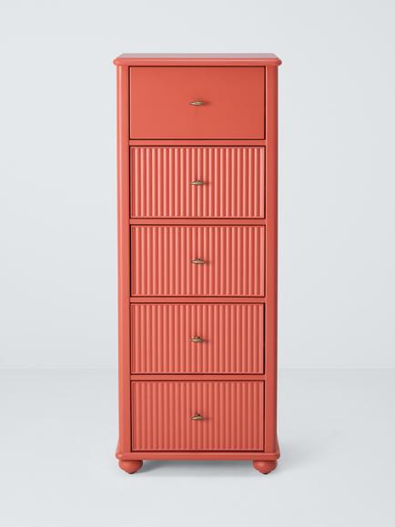John Lewis Reed 5 Drawer Tallboy Chest - view 2, Baked Clay