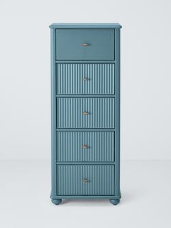 John Lewis Reed 5 Drawer Tallboy Chest - view 2, Heritage Blue