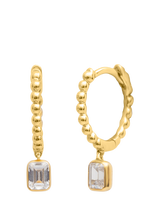 LARNAUTI Lab Grown Lombok 18ct Vermeil 0.40ct Emerald Solitaire Besel Set Solitaire Bead Charm Hoop Earrings