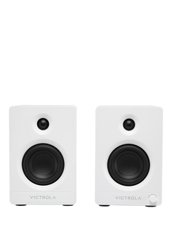 Victrola Tempo Bluetooth Bookshelf Speakers, White, White