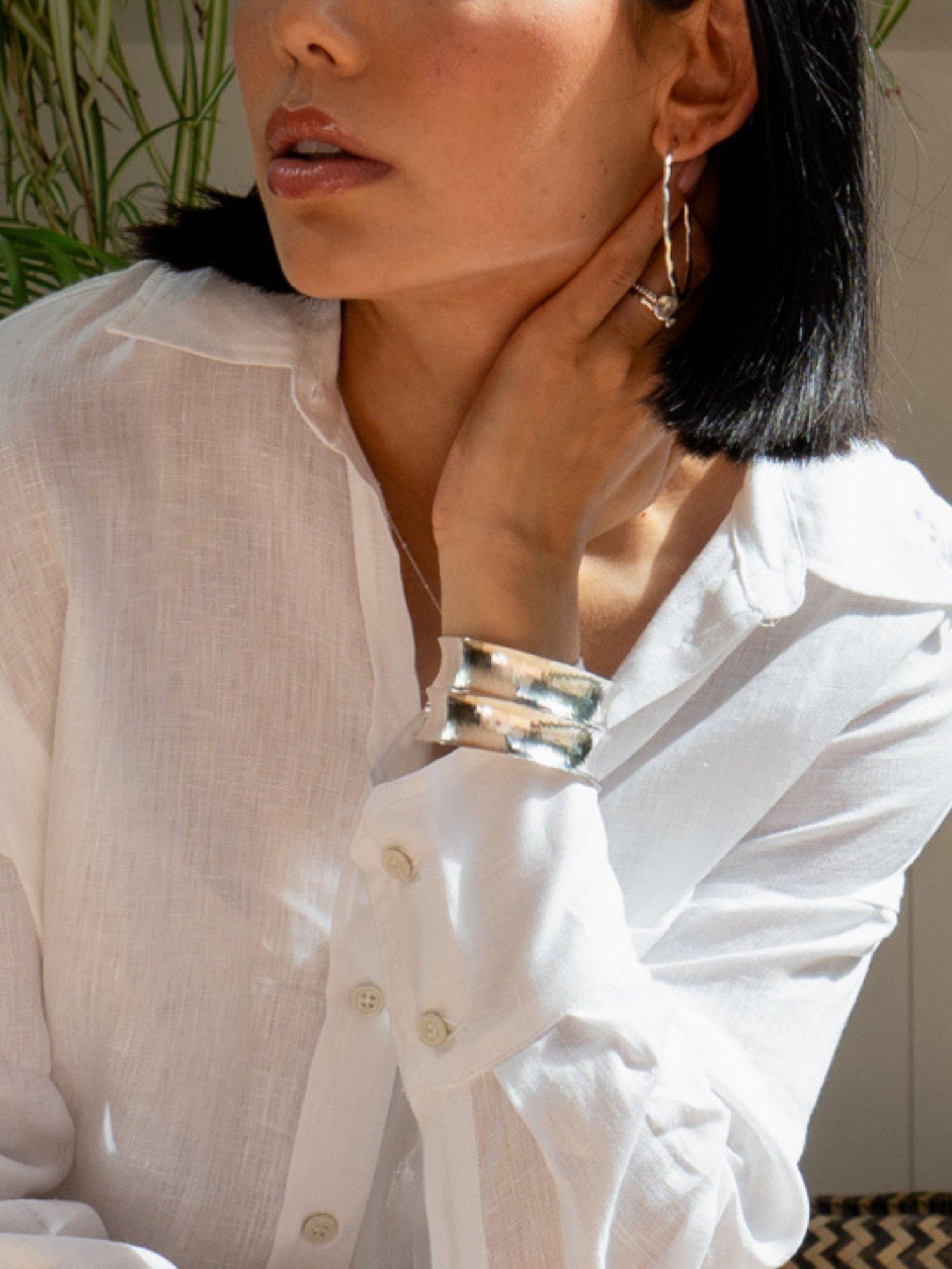 Product image 5 of 5, which shows Dower & Hall Sterling Silver Double Nomad Cuff