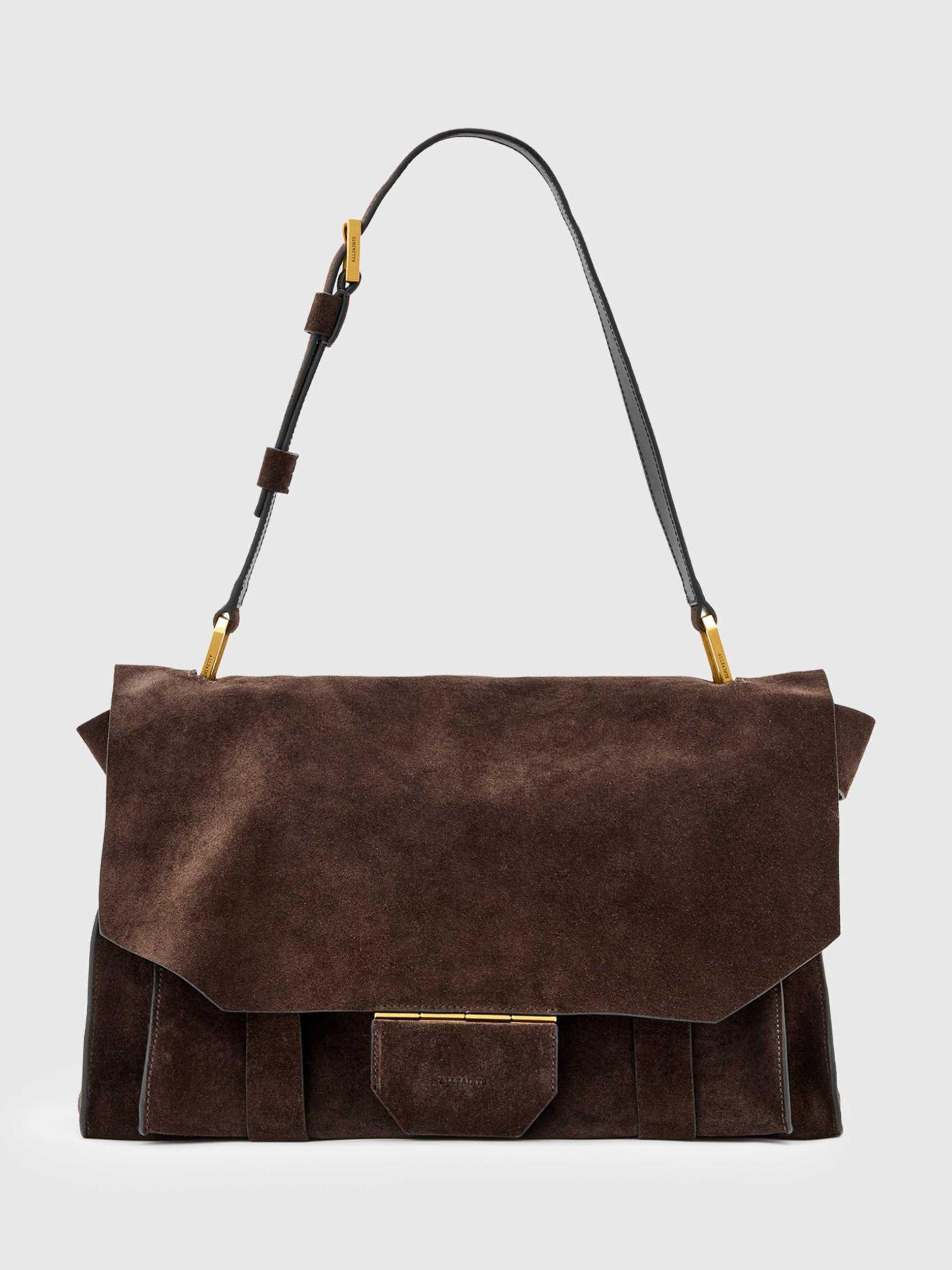 Product image 1 of 5, which shows AllSaints Ursa Suede Satchel Bag
