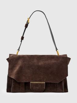 AllSaints Ursa Suede Satchel Bag, Bitter Brown