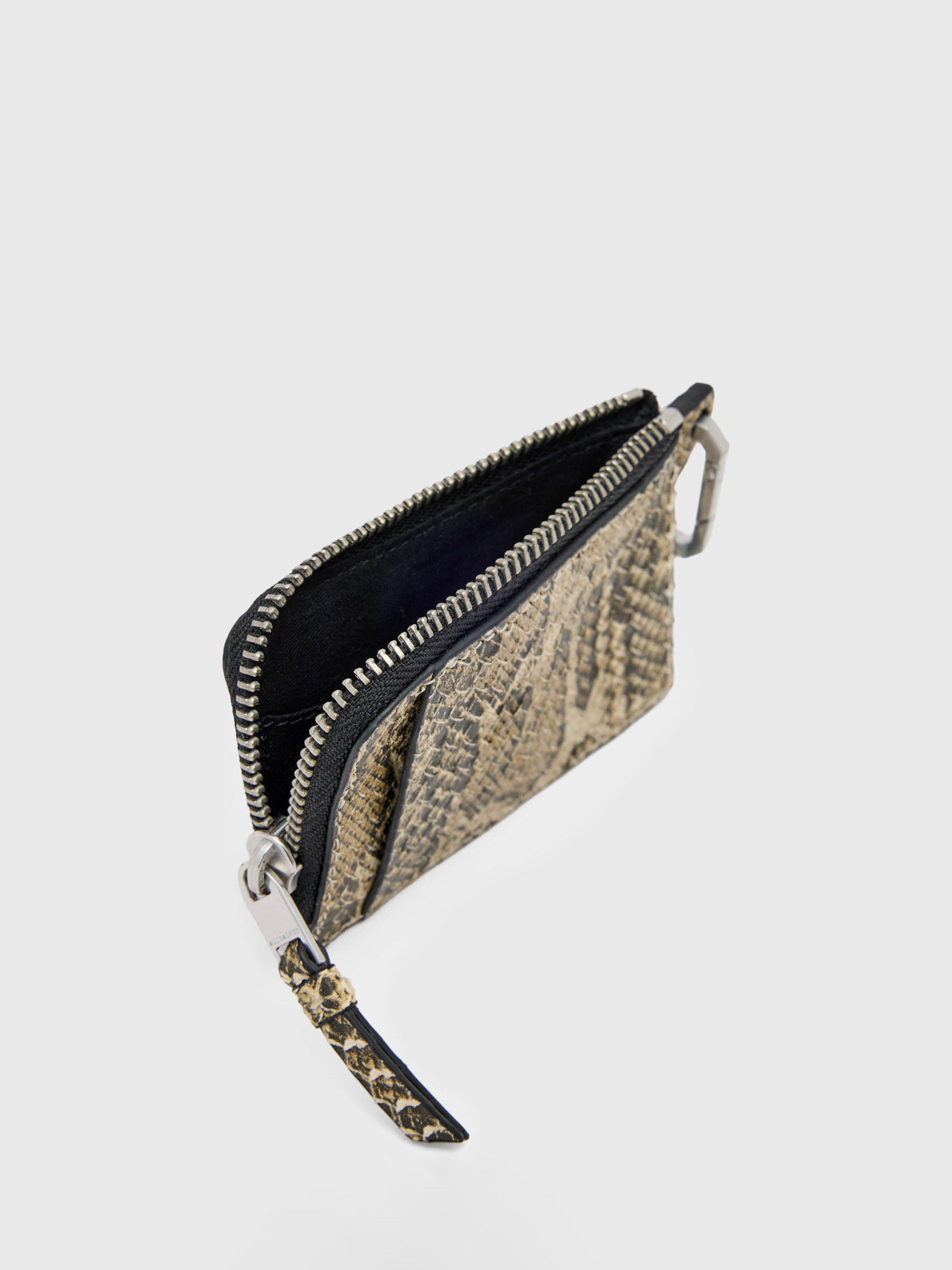 Product image 2 of 5, which shows AllSaints Remy Snake Print Leather Wallet, White/Multi